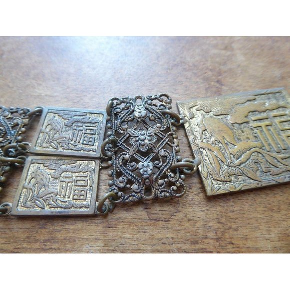 Vintage CHINESE BRASS BELT Bird Design 38\